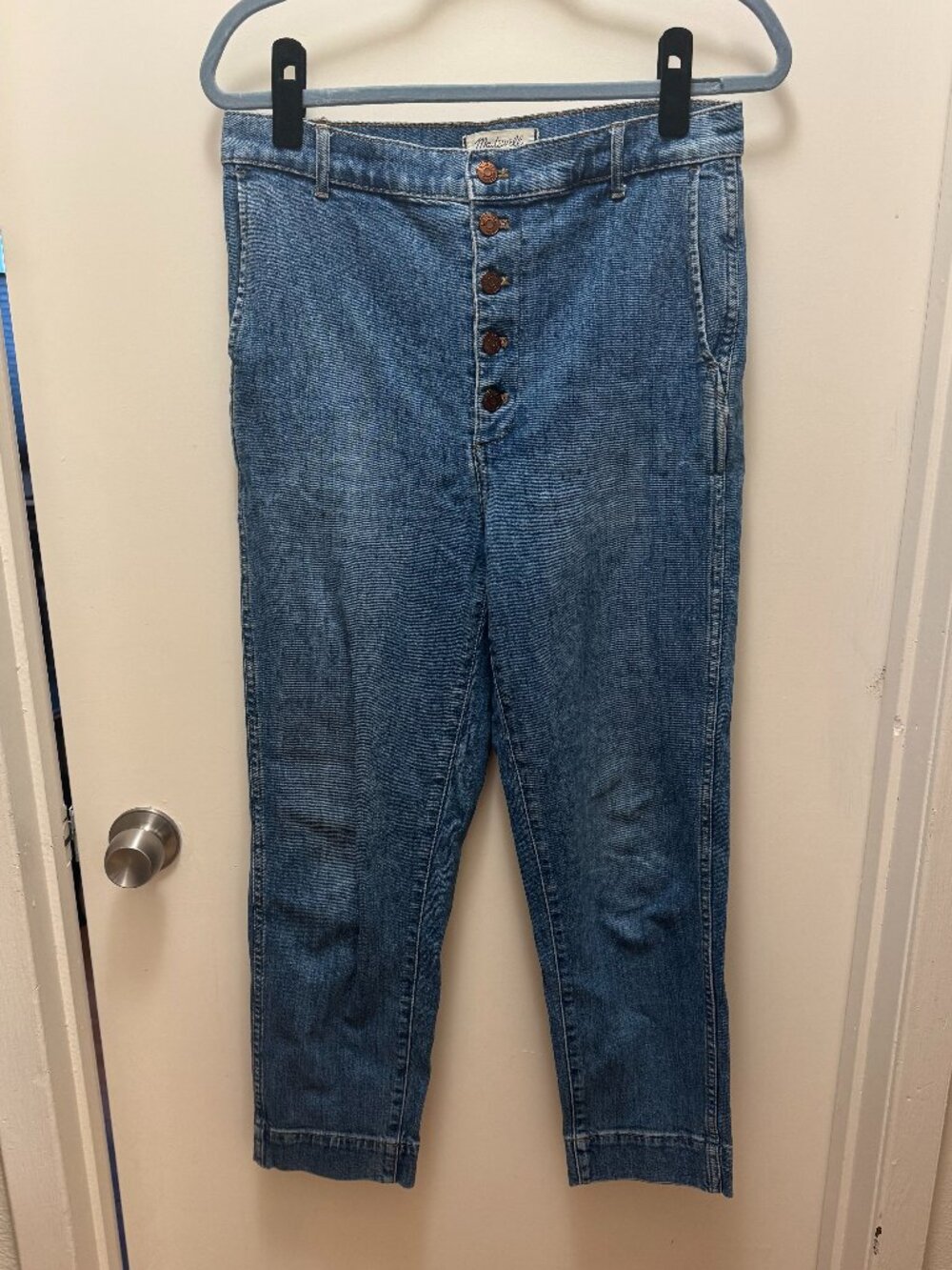 Madewell Fitted Straight, High Rise Button-up Cropped Jeans Sz 29